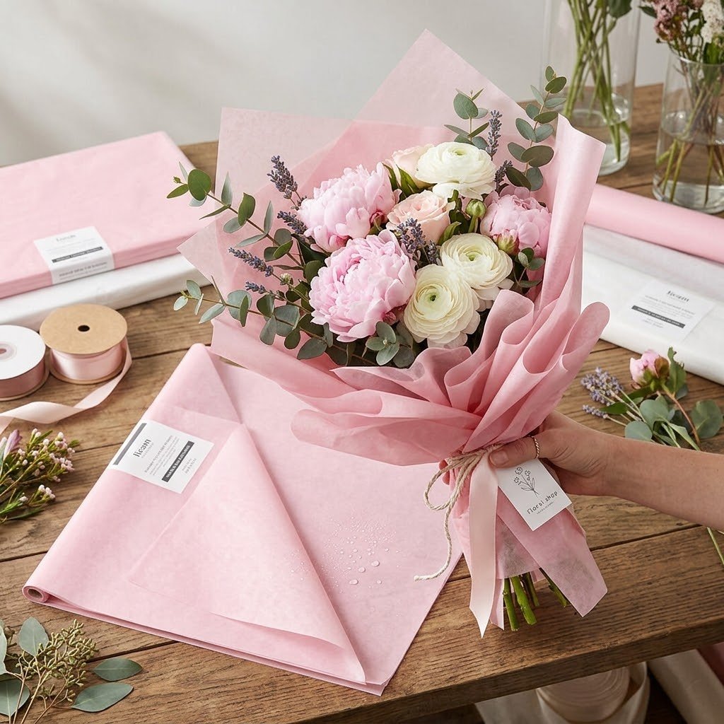 Svetlo Pink – Vodootporni ukrasni papir za cveće, 250 listova, 50x76cm - Smart Pack Adria